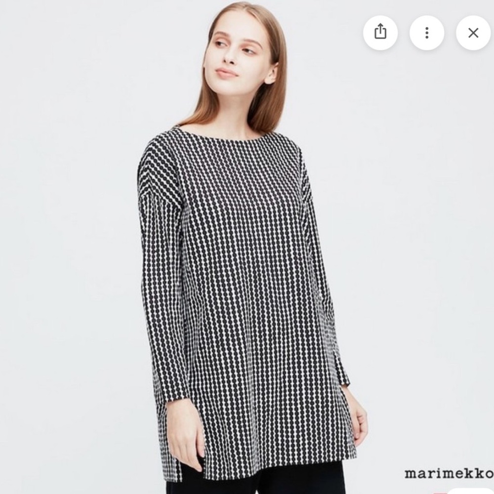 UNIQLO x MARIMEKKO Long Sleeve Tunic 'Rasymatto' Black/White Large